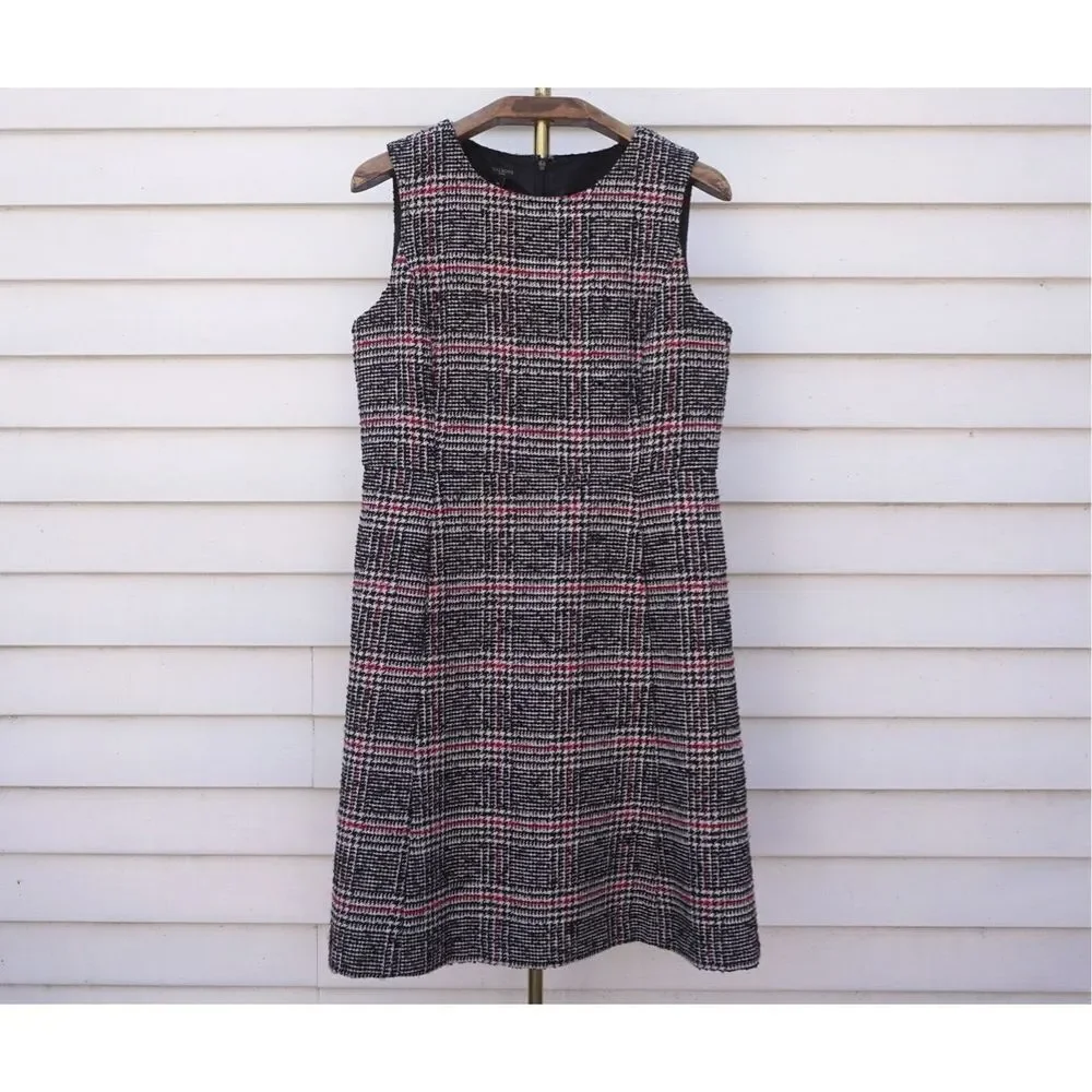 Talbots Houndstooth Wool Blend Sleeveless Shift Dress - Picture 2 of 7
